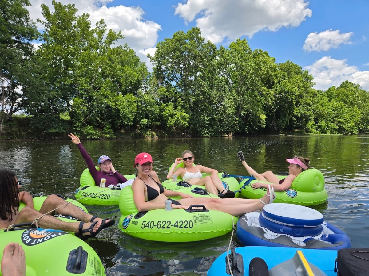 Tubers enjoying the shenandoah river's cool waters